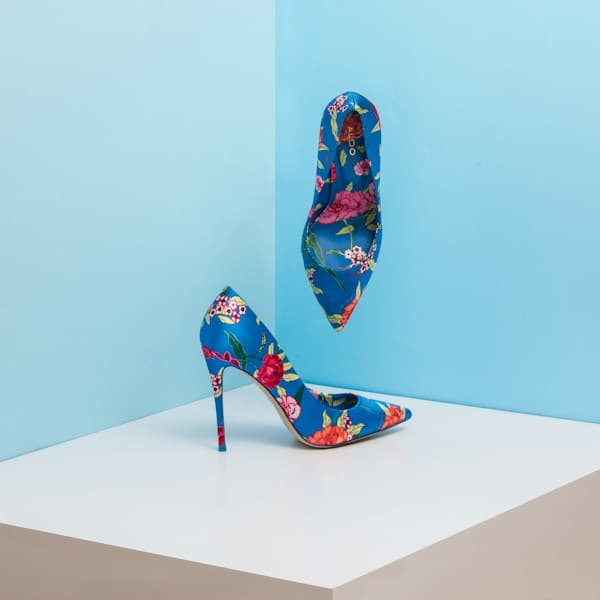 Shoes in an illustrative abandoned checkout